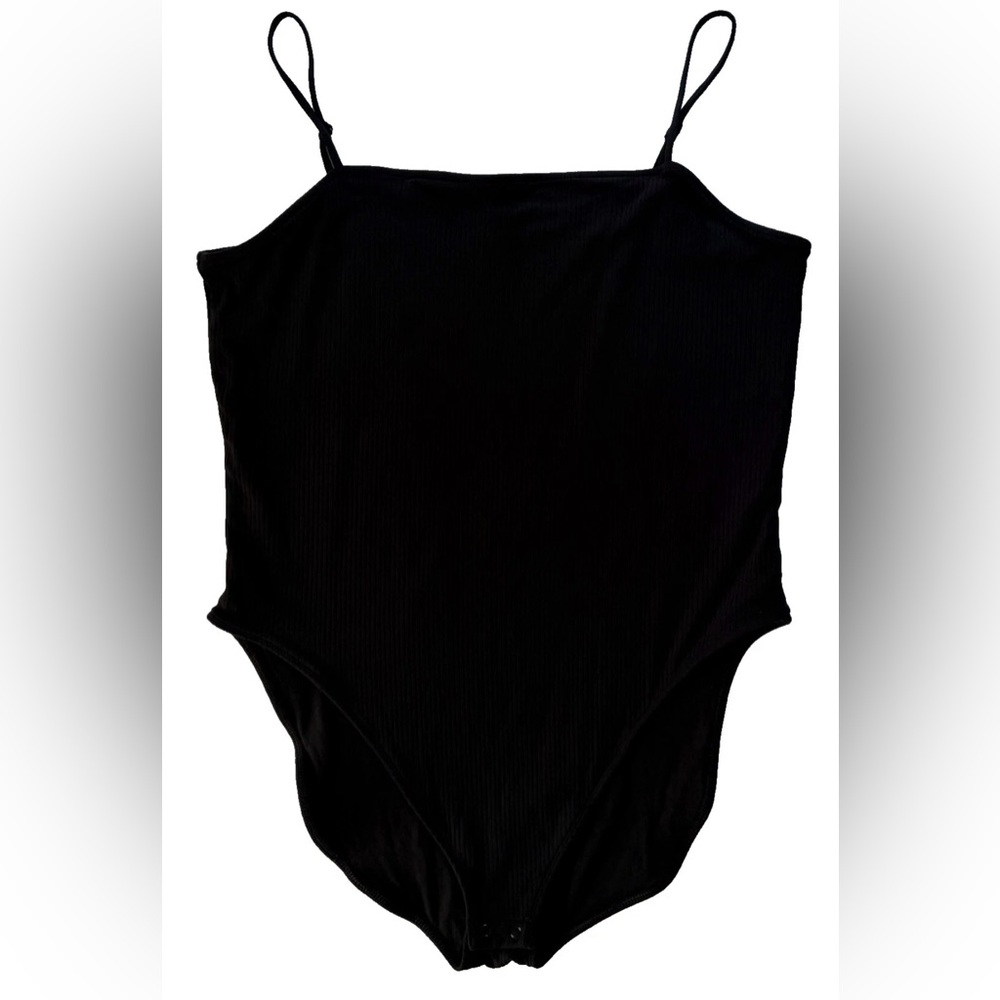 Old Navy Black Cami Ribbed Bodysuit Spaghetti Strap Snap Crotch Womens XXL 2X